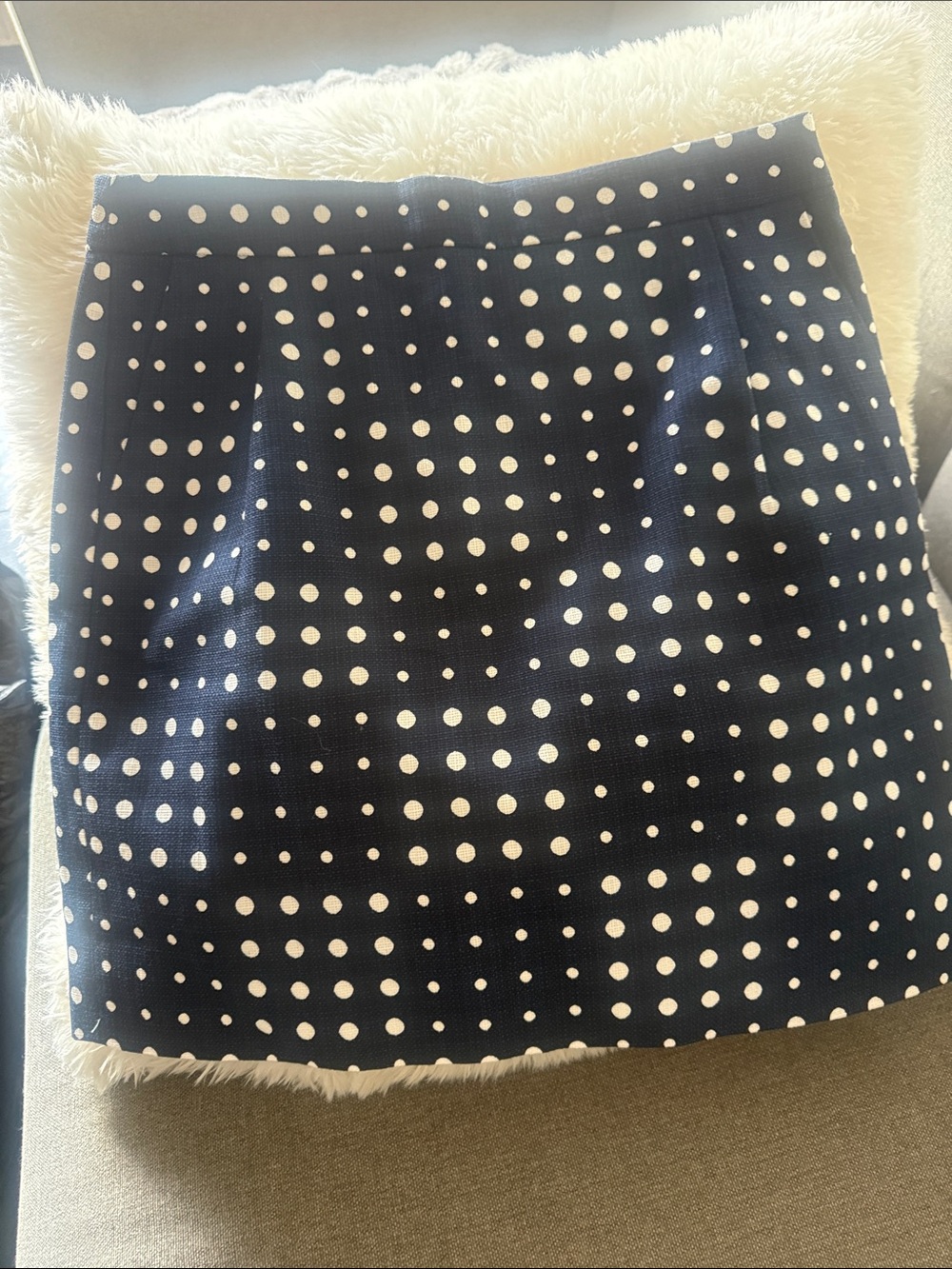 J. Crew Navy Mini Skirt with White Polka Dots